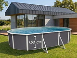 Piscine hors-sol acier Toi ANTHRACITE MAGNUM ovale 640 x 366cm H 132cm liner gris - Autre vue