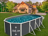 Piscine hors-sol acier Toi ANTHRACITE MAGNUM ovale 915 x 457cm H 132cm liner gris - Autre vue