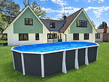 Piscine hors-sol acier Toi ANTHRACITE IBIZA ovale 915 x 457cm H 132cm liner bleu - Autre vue