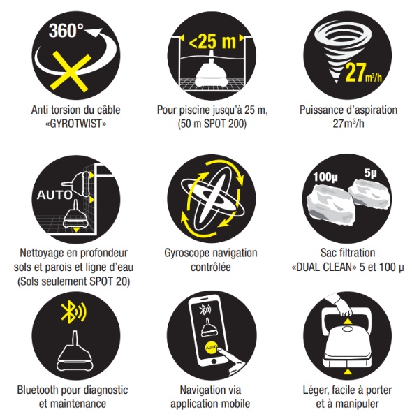 Robot piscine collectif Hexagone SPOT 50 : navigation et aspiration pour grands bassins