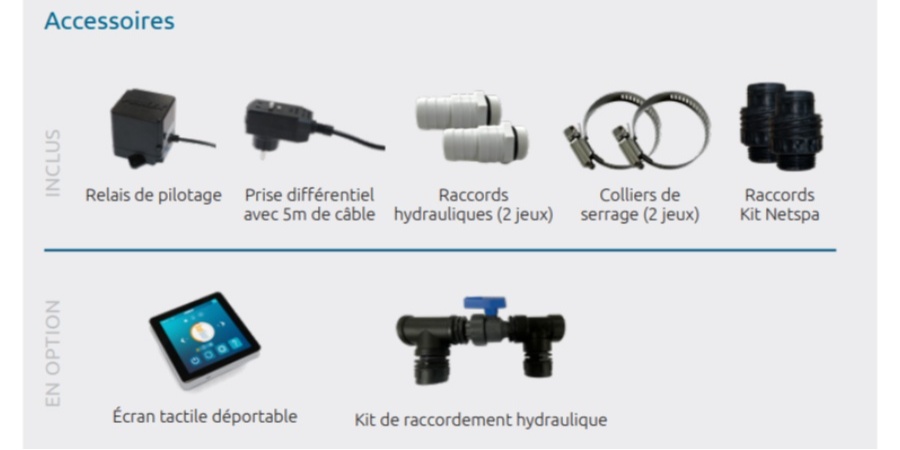 La Poolex Spawer O'Spa Flow 7 kW PC-OSPA75P comprend :