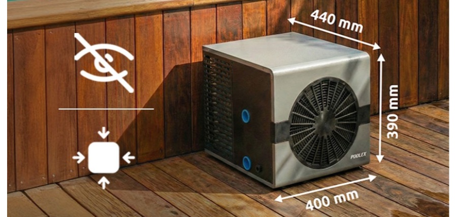 Dimensions compactes et raccordement Plug & Play de la Poolex Nano FI 3,5 kW