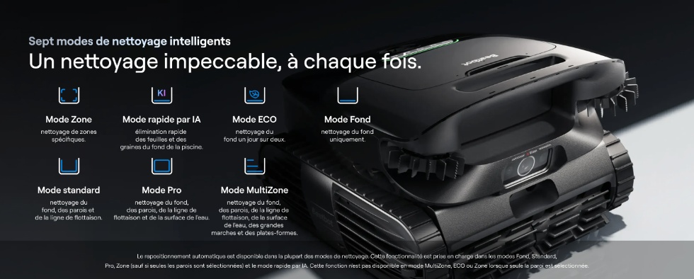 7 modes de nettoyage, application mobile et commande vocale