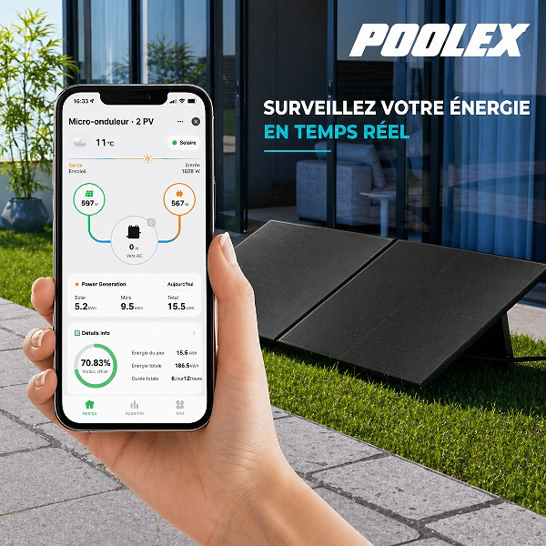 Kit solaire Poolex Plug & Play 900 Wc : autoconsommation photovoltaïque pour piscine
