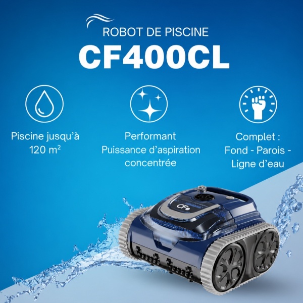 Robot Aqualux CF400CL : nettoyage fond, parois et ligne d'eau sans câble