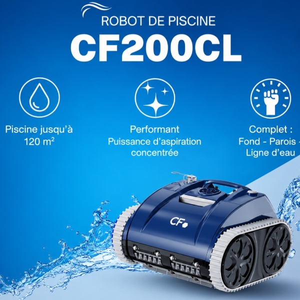 Nettoyage fond, parois et ligne d'eau : le CF200CL couvre toute la piscine