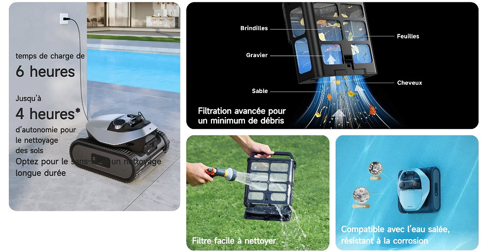 Compatibilité du Dreame Z1 Pro : piscines, revêtements et eau salée