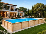 Piscine bois Altanka AQUA rectangulaire 10,2 x 5,2 m H. 1,45 m liner bleu, ancrage beton - Autre vue