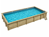 Piscine bois Altanka AQUA rectangulaire 10,2 x 5,2 m H. 1,45 m liner gris, ancrage beton - Autre vue