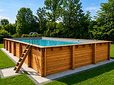 Piscine bois Altanka AQUA rectangulaire 10,2 x 5,2 m H. 1,45 m liner sable, ancrage beton - Autre vue