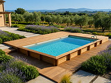 Piscine bois Altanka AQUA rectangulaire 10,2 x 5,2 x 1,45 m liner sable, pose sur dalle - Autre vue