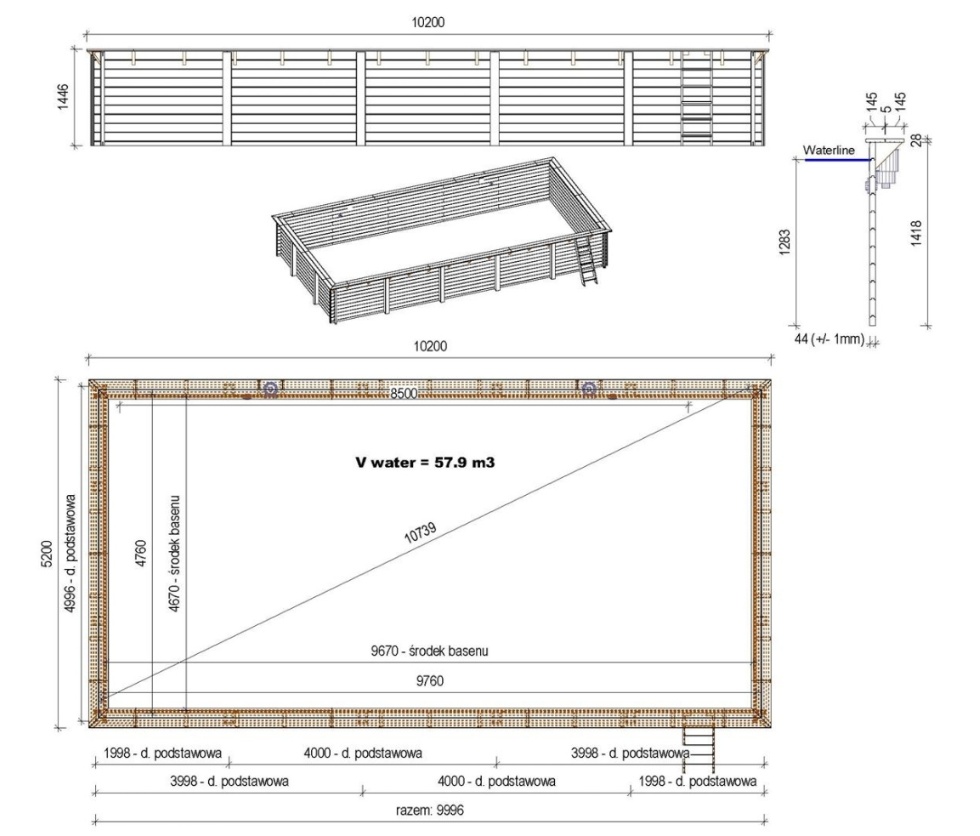 Le kit Altanka AQUA 1020 x 520 x 145 cm comprend :