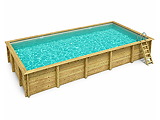 Piscine bois Altanka AQUA rectangulaire 10,2 x 5,2 m H. 1,45 m liner sable, sans dalle beton