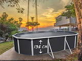 Bonne Affaire - Piscine hors-sol acier TOI ANTHRACITE MAGNUM COMPACT ovale 640x366 H 132cm line gris - Autre vue